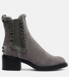 Tod's 60 shearling-trimmed suede ankle boots