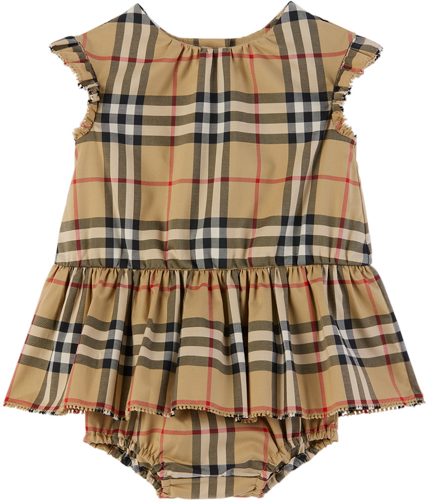 Burberry Baby Beige Check Dress & Bloomers Set Burberry