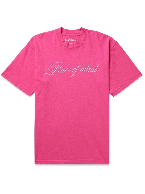 Photo: Coral Studios - Peace of Mind Printed Cotton-Jersey T-Shirt - Pink