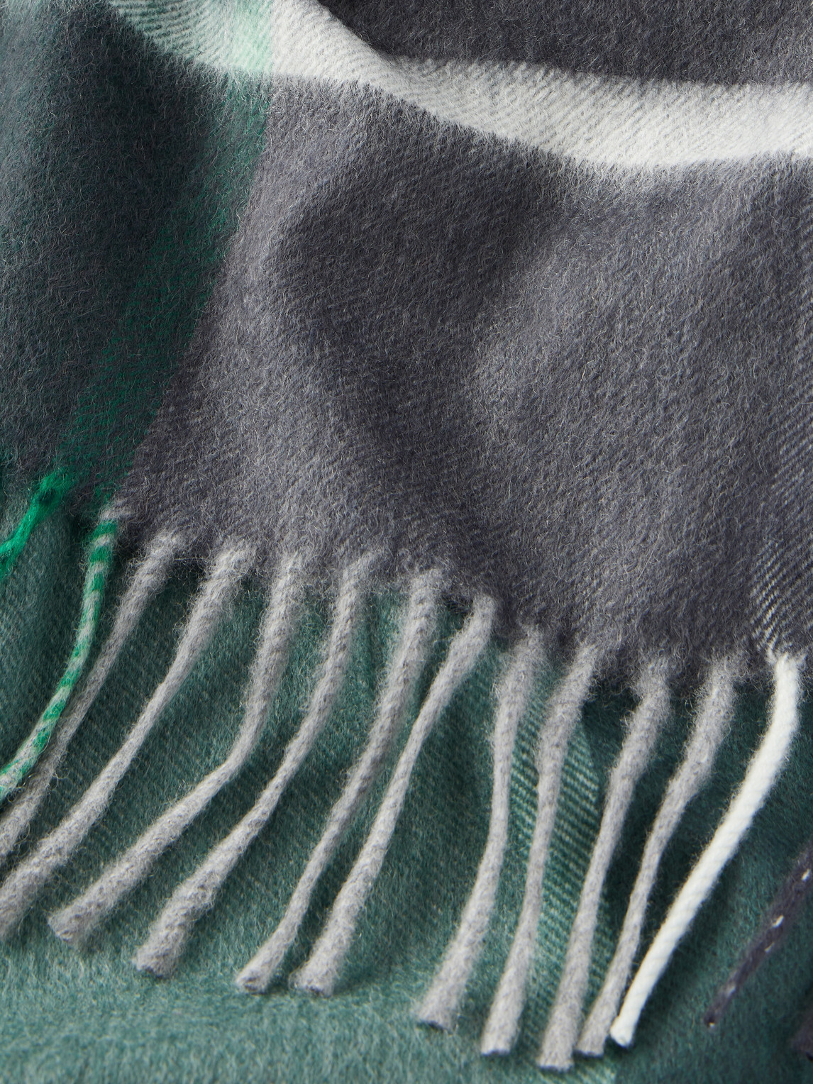Begg & Co - Arran Edgar Fringed Checked Cashmere Scarf - Blue