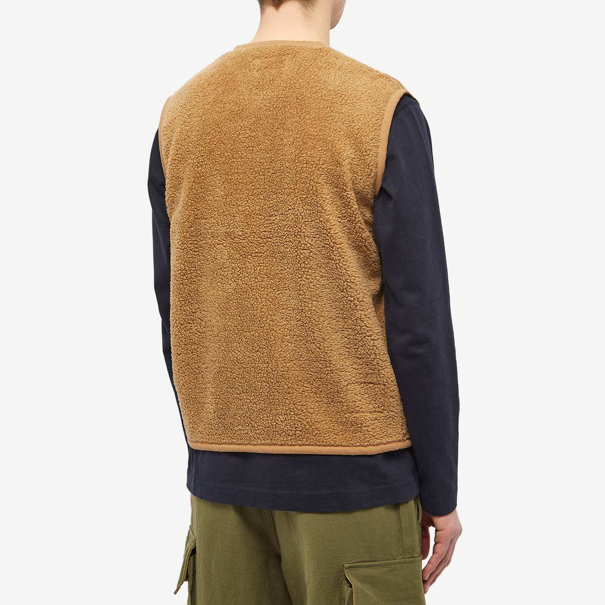 Universal Works Men's Lancaster Mountain Fleece Gilet in Sand