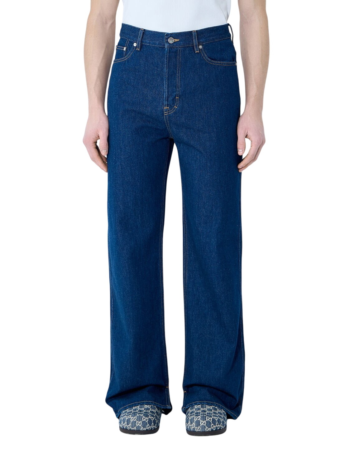 GUCCI - Wide-leg Denim Cotton Jeans Gucci