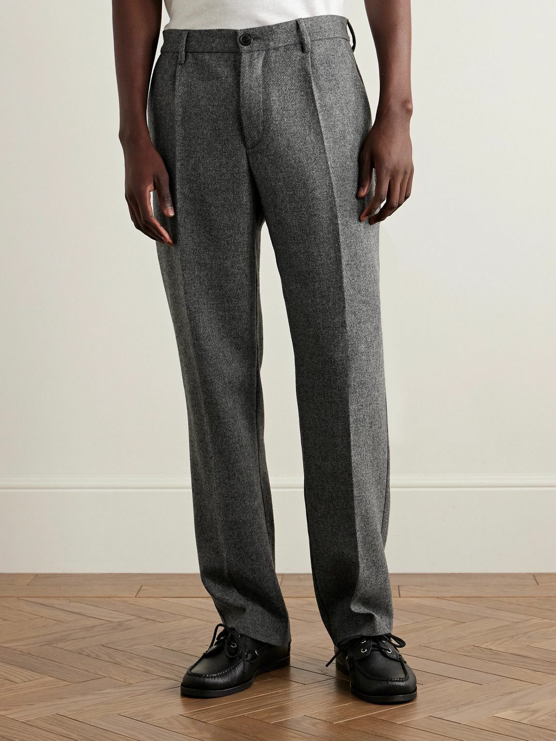 Portuguese Flannel - Straight-Leg Pleated Wool Suit Trousers - Gray