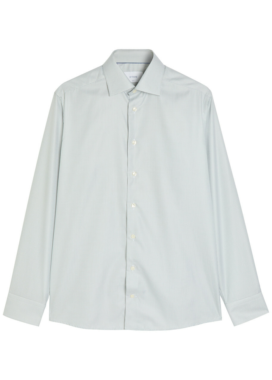 Eton Houndstooth Cotton-twill Shirt Light Green