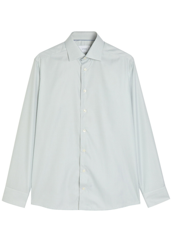 Photo: Eton Houndstooth Cotton-twill Shirt Light Green