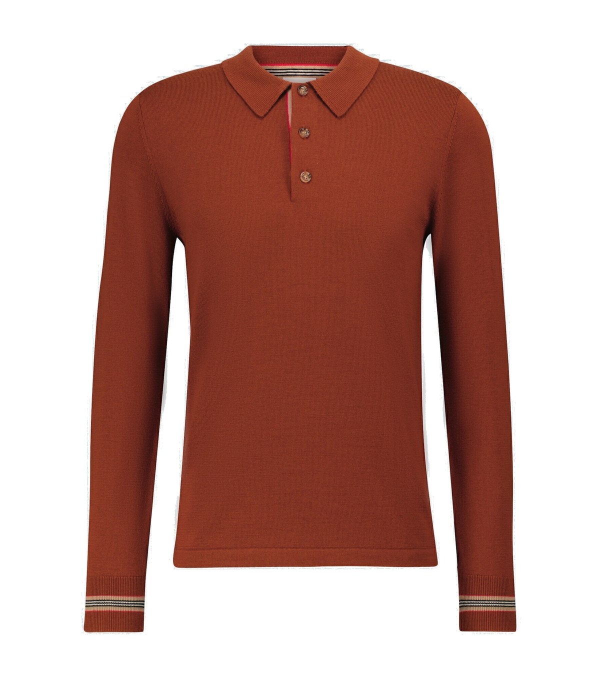 Tシャツ・カットソー Burberry Merino Wool Polo Long-sleeve Wool Polo Shirt in Box red - Men | Burberry