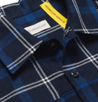 Moncler Genius - 7 Moncler Fragment Logo-Print Checked Cotton-Flannel Shirt - Men - Blue