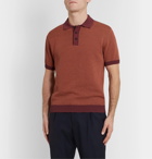 Mr P. - Slim-Fit Textured-Knit Cotton Polo Shirt - Orange