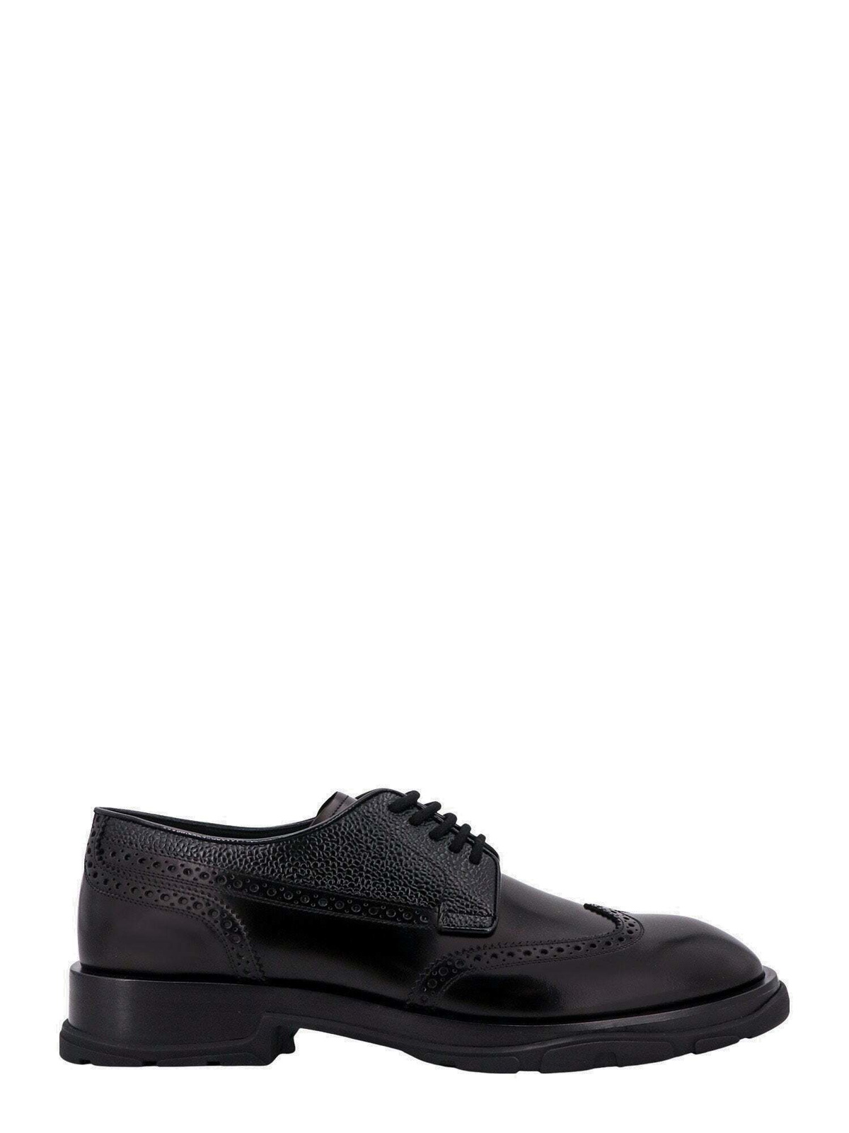 ALEXANDER MCQUEEN Size 8 Black Perforated Leather Lace Up Shoe main image 1
