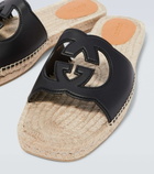 Gucci - Interlocking G leather and jute slides