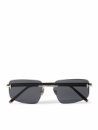 TOM FORD - Rimless Rectangular-Frame Silver-Tone Horn and Tortoiseshell Acetate Sunglasses