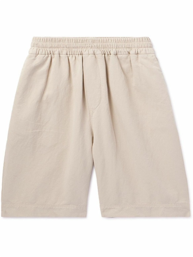 Photo: Sunspel - Straight-Leg Garment-Dyed Cotton and Linen-Blend Shorts - Neutrals