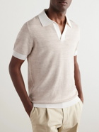Thom Sweeney - Cotton and Linen-Blend Piqué Polo Shirt - Neutrals