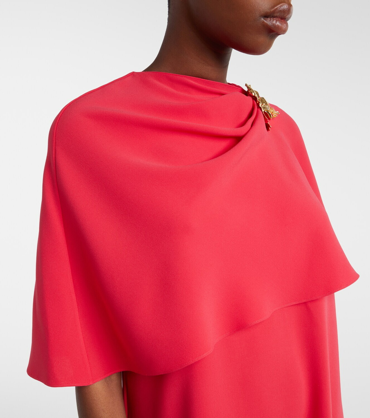 Oscar de la Renta Embellished silk-blend georgette gown
