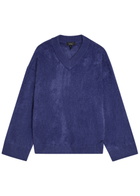 Rag & Bone Jada V-neck Brushed Cashmere Jumper Blue