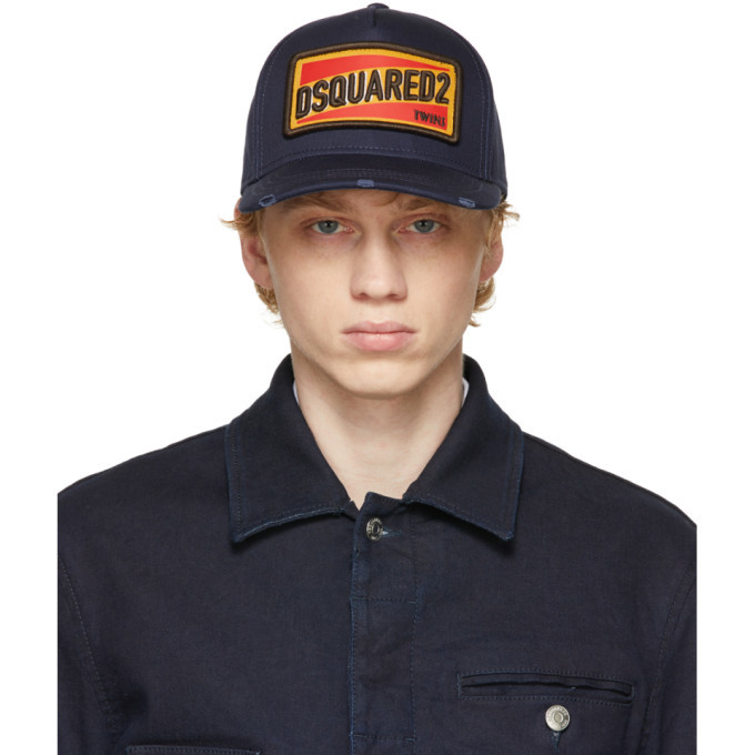 Photo: Dsquared2 Navy Logo Patch Cap