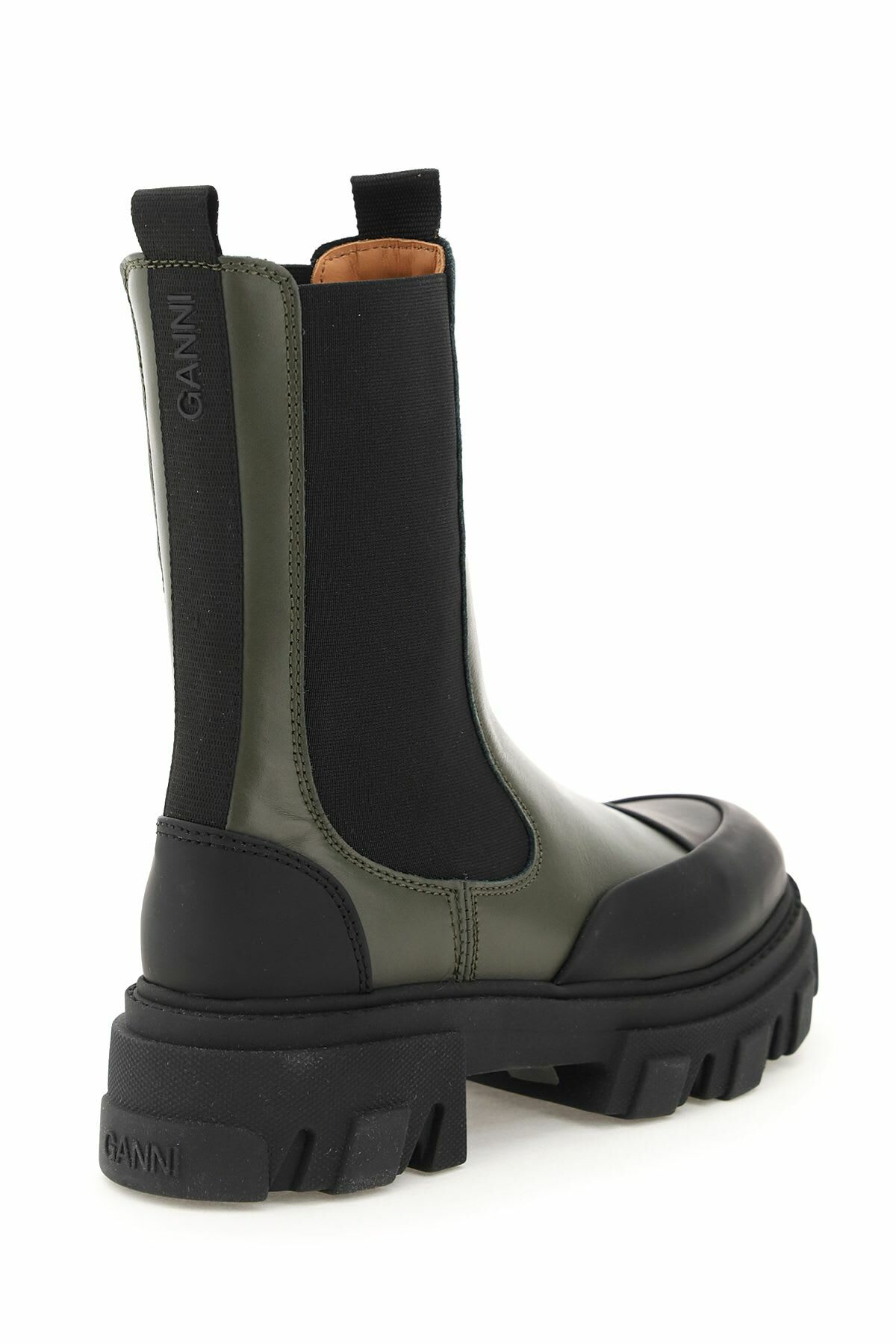 Ganni Leather Mid Chelsea Boots
