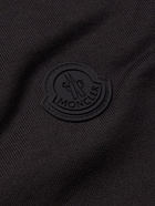 Moncler - Logo-Print Shell-Trimmed Cotton-Jersey Zip-Up Sweatshirt - Black