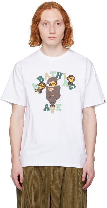 Photo: BAPE White Colors College Milo T-Shirt