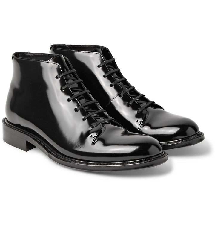 Photo: SAINT LAURENT - Patent-Leather Boots - Black