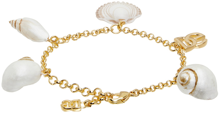 Dolce&Gabbana Gold Shell Charm & DG Logo Bracelet