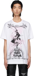 Givenchy White & Pink Gothic Print T-Shirt