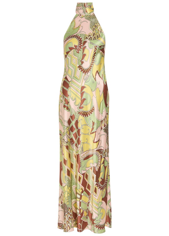 Photo: Rixo Maura Printed Satin Midi Dress Multicoloured