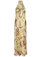Rixo Maura Printed Satin Midi Dress Multicoloured
