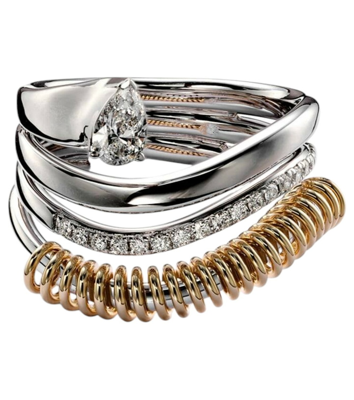Photo: Rainbow K Versus Pear 18kt gold ring with diamonds