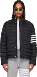 Thom Browne Black Shiny Ripstop 4-Bar Lightweight Down Jacket