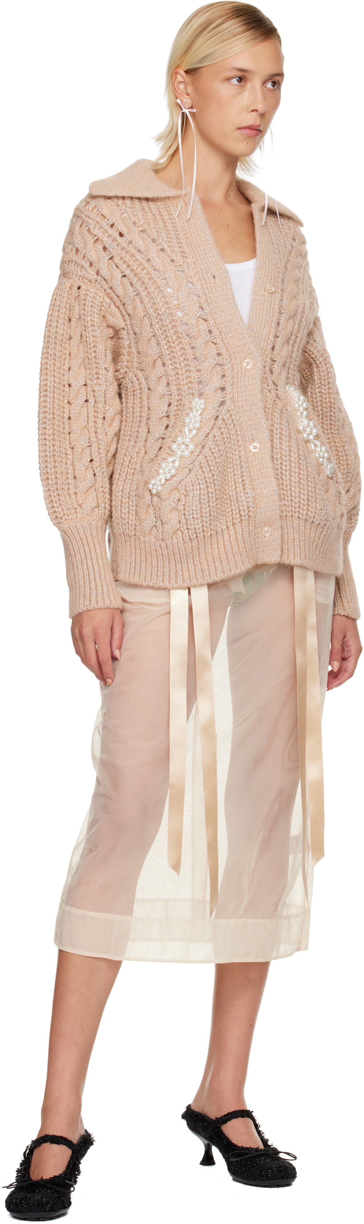 Simone Rocha Pink Sculpted Chunky Knit Cardigan Simone Rocha