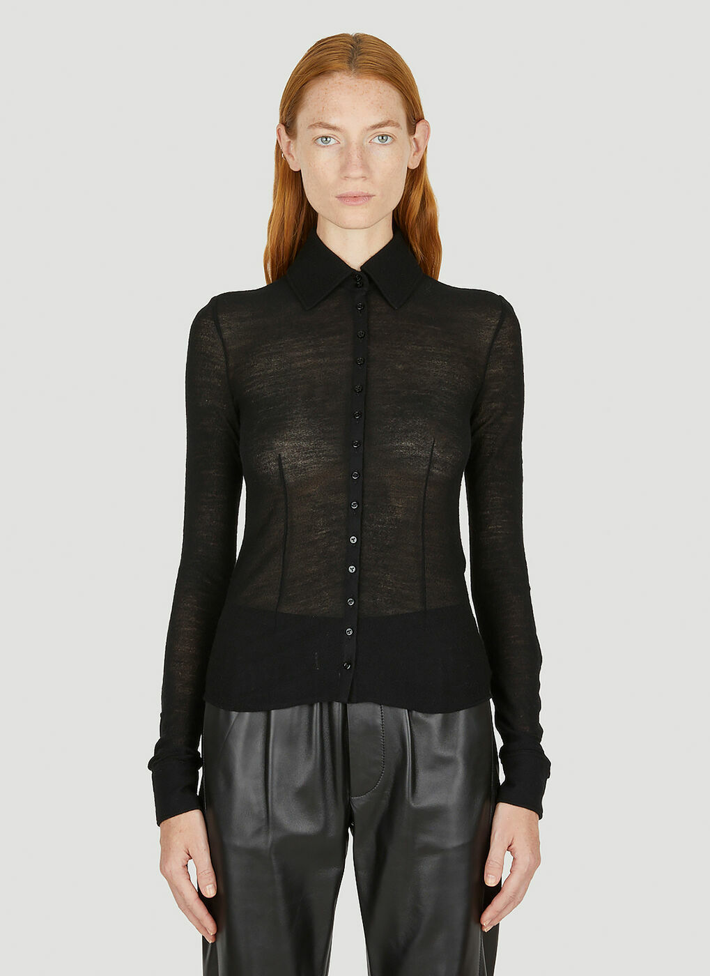 Sheer Knit Shirt in Black Saint Laurent