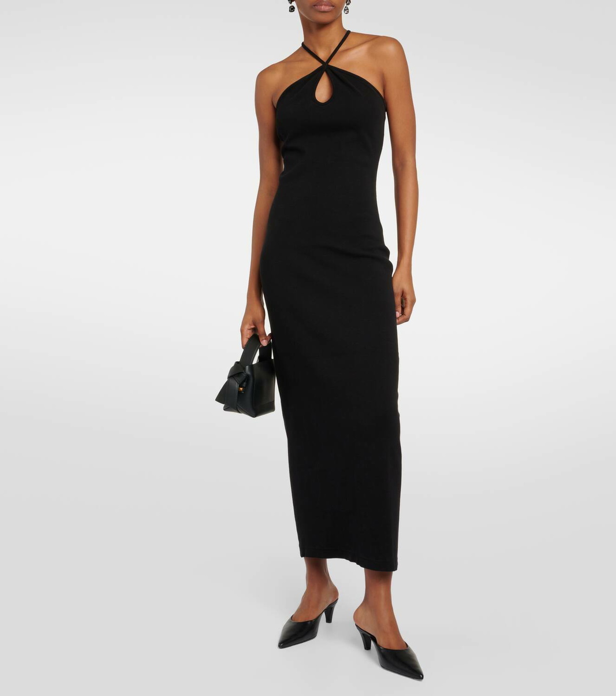 strapless open back dress Black Tina Ribbed Detail Cotton Dress | Made In Italy main image 1