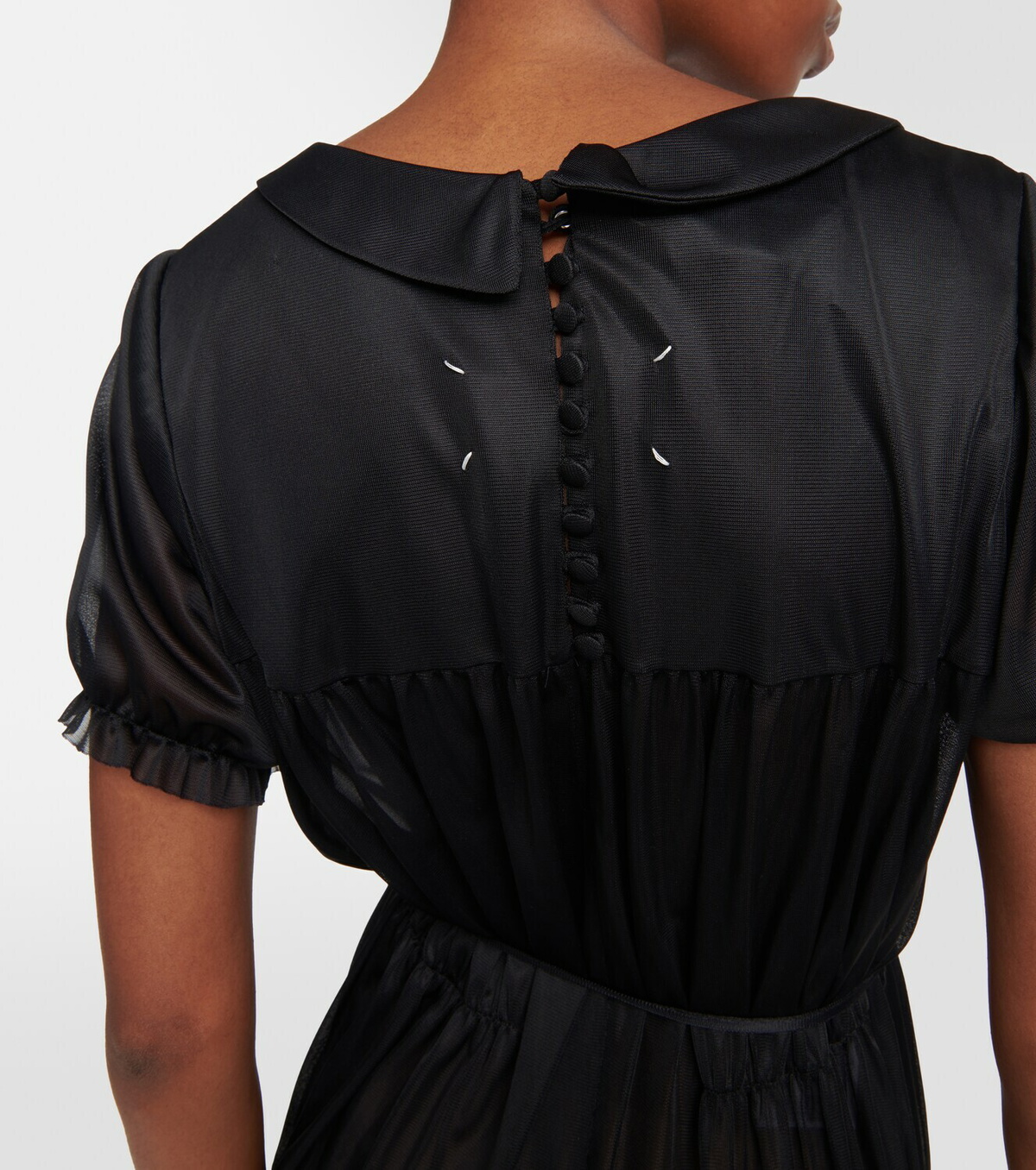 【関税＆送料込み】Maison Margiela Black Bodysuits Maison Margiela four-stitch Sheer Bodysuit | Black | FARFETCH