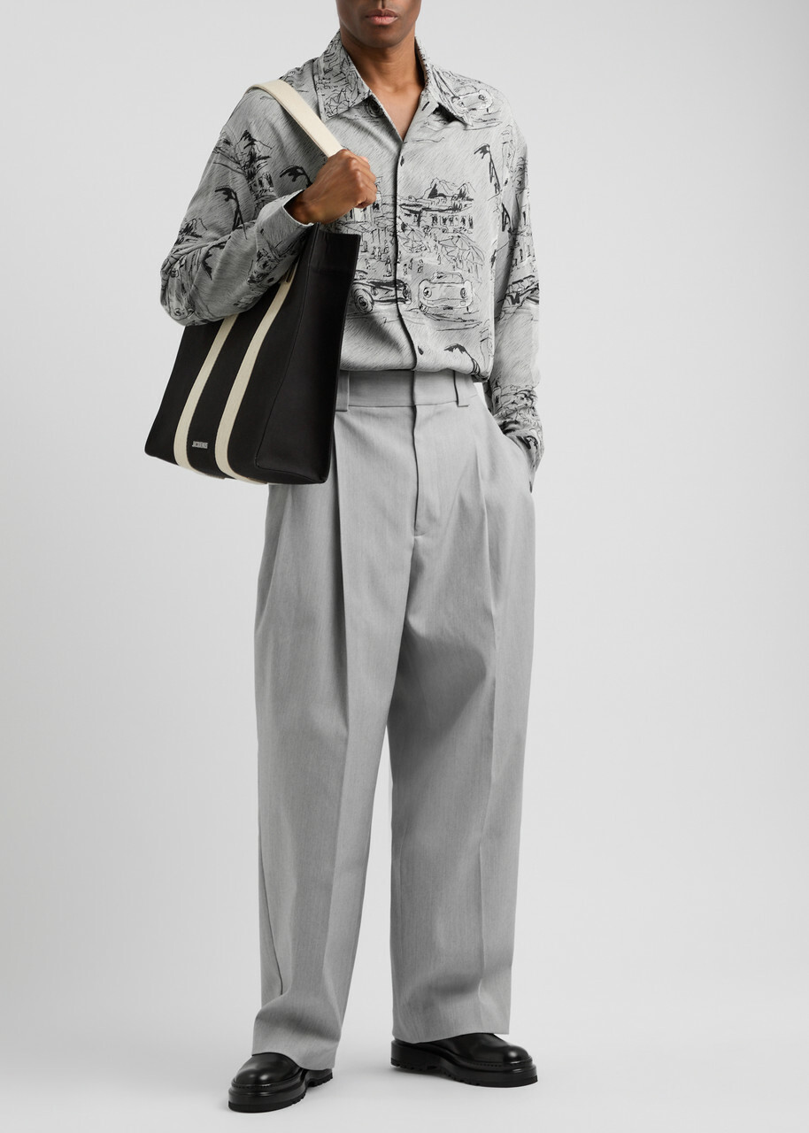 Jacquemus Le Pantalon Marzio Wide-leg Trousers Light Grey