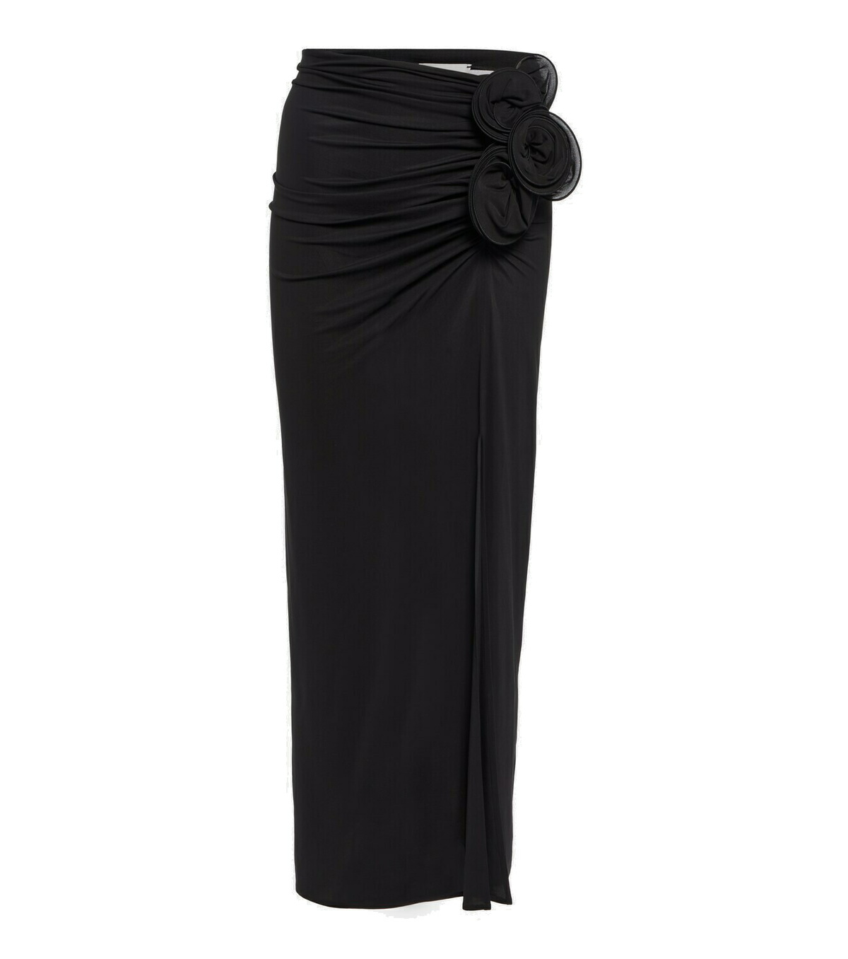 【関税込み】MAGDA BUTRYM RUCHED ROSE APPLIQUE MIDI SKIRT Magda Butrym - Ruched rose-detail high-rise jersey midi