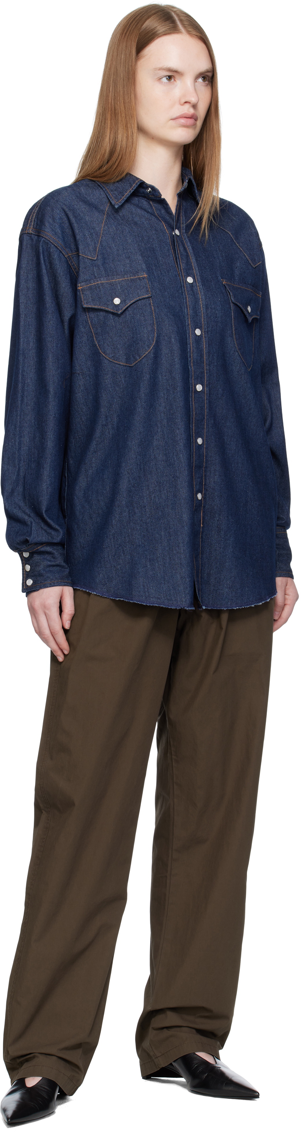 Carter Young SSENSE Exclusive Blue Denim Western Shirt