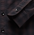 TOM FORD - Button-Down Collar Checked Cotton-Poplin Shirt - Brown