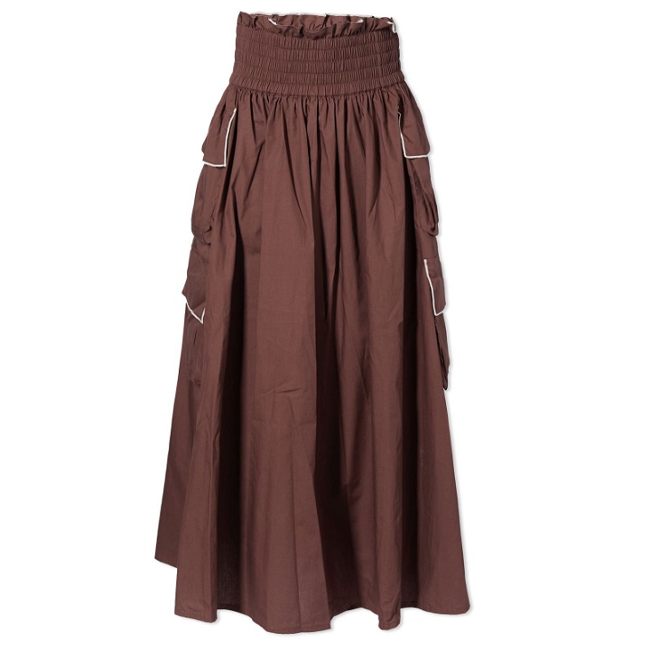 Photo: Shrimps Women's Cargo Pocket Midi Skirt in Brown