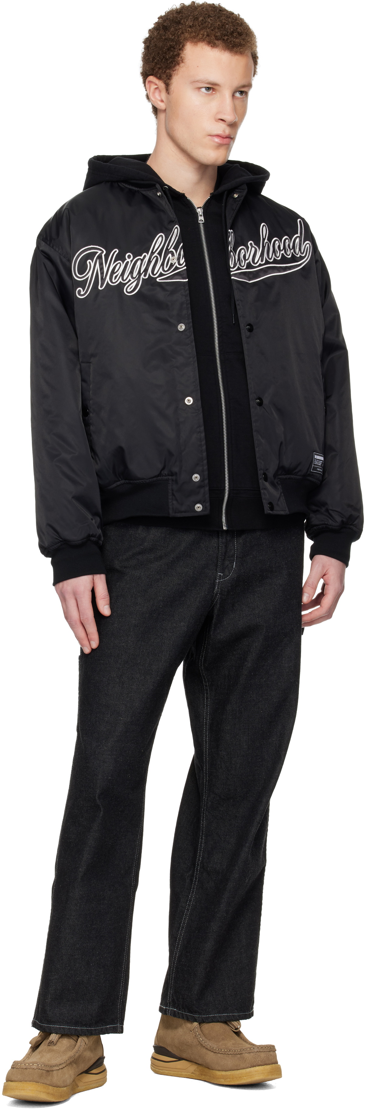 ウェア NEIGHBORHOOD BASEBALL JACKET BLACK Neighborhood Black Baseball Bomber Jacket Neighborhood