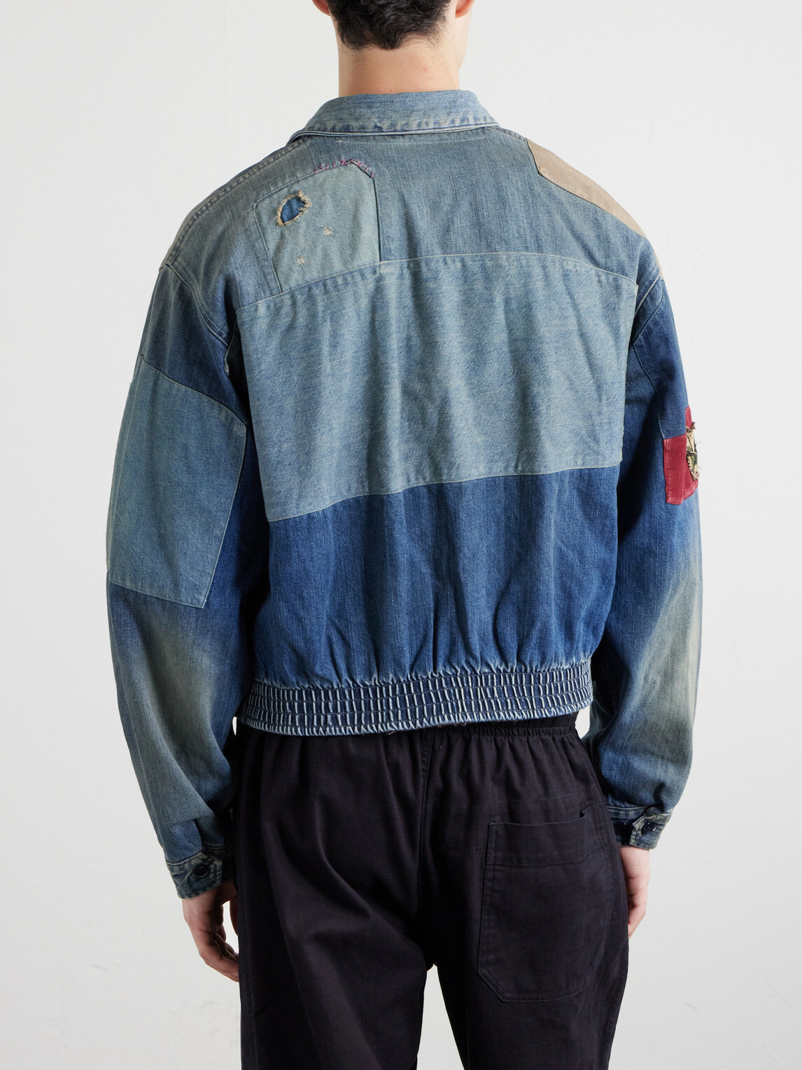 KAPITAL - Distressed Patchwork Denim Jacket - Blue