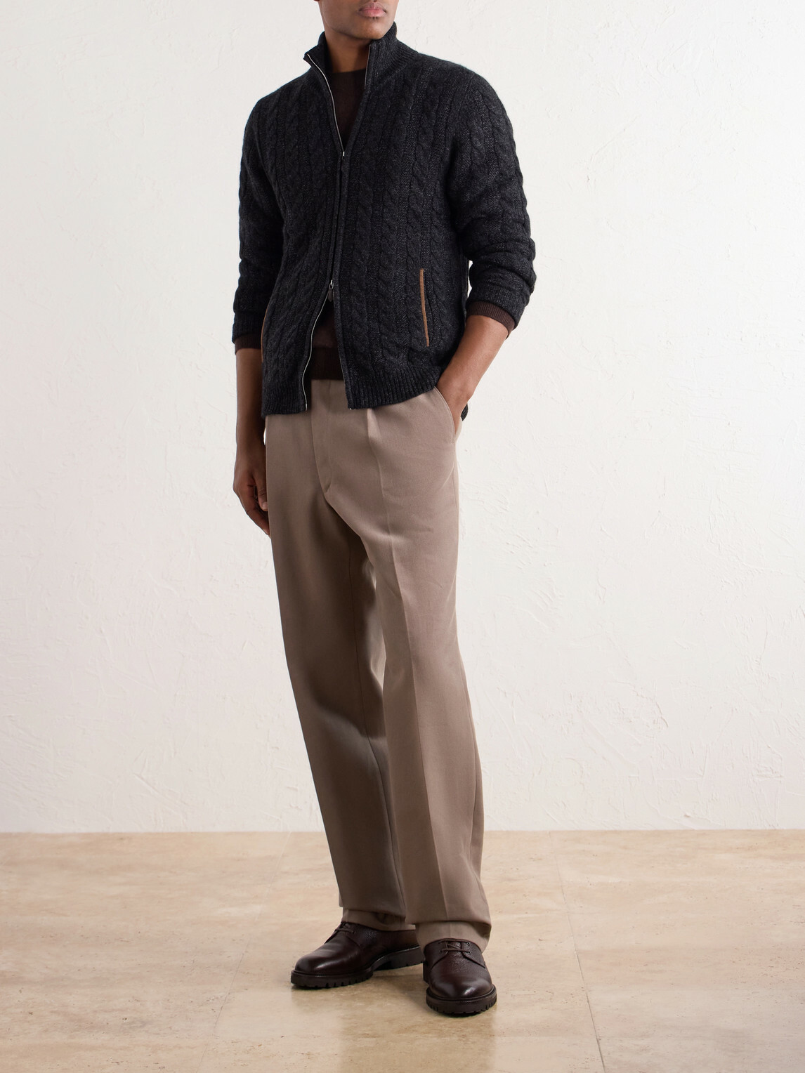 N.PEAL - Richmond Cable-Knit Cashmere Cardigan - Gray