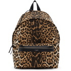 Saint Laurent Beige and Black Leopard Print City Backpack