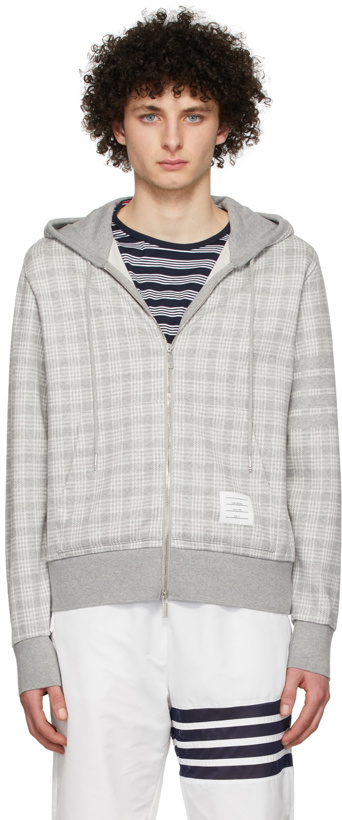 Photo: Thom Browne Grey 4-Bar Hoodie