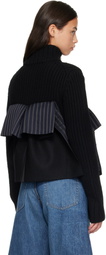 sacai Black Wool Melton x Wool Knit Blouson Jacket