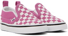 Vans Baby Pink & White Checkerboard Slip-On V Sneakers