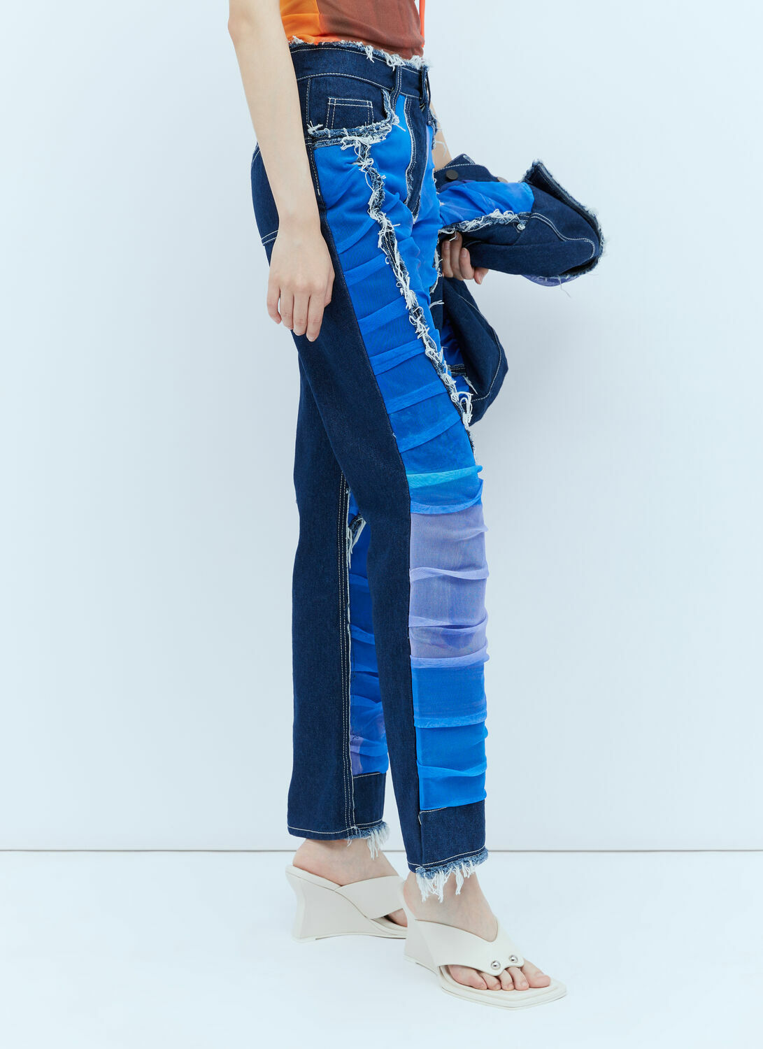 Paula Canovas del Vas Mesh Construction Denim Jeans