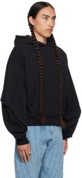 Mugler Black Cropped Hoodie