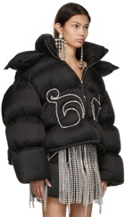 AREA Black Dingyun Zhang Edition Crystal Baroque Puffer Down Jacket