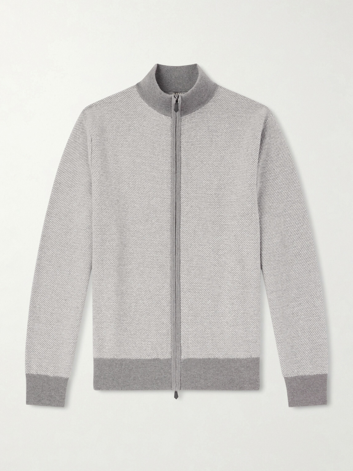 N.PEAL - Birdseye Textured Organic Cashmere Zip-Up Cardigan - Gray